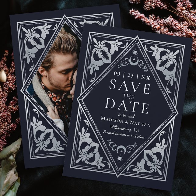 Save The Date Argent Céleste Art Nouveau Tarot Gothique Photo (Créateur téléchargé)