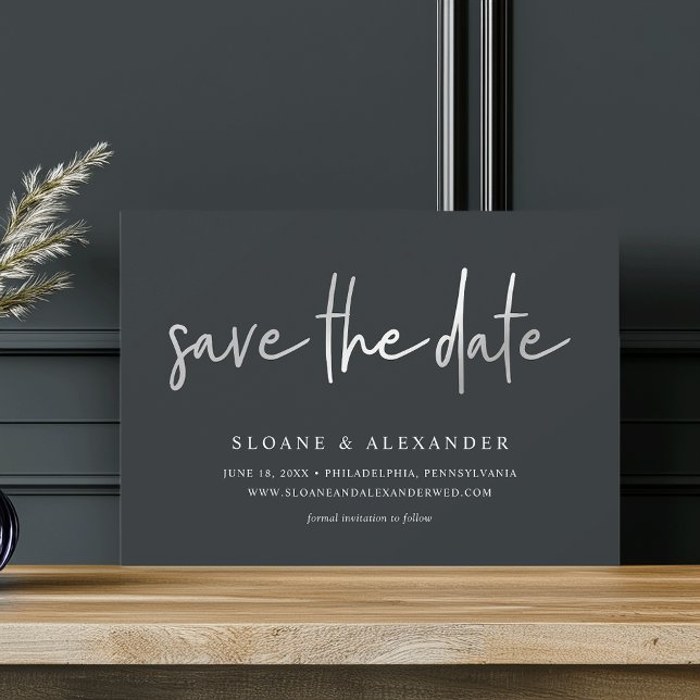Save The Date Argent d'esquisse décontracté | Mariage moderne (Créateur téléchargé)