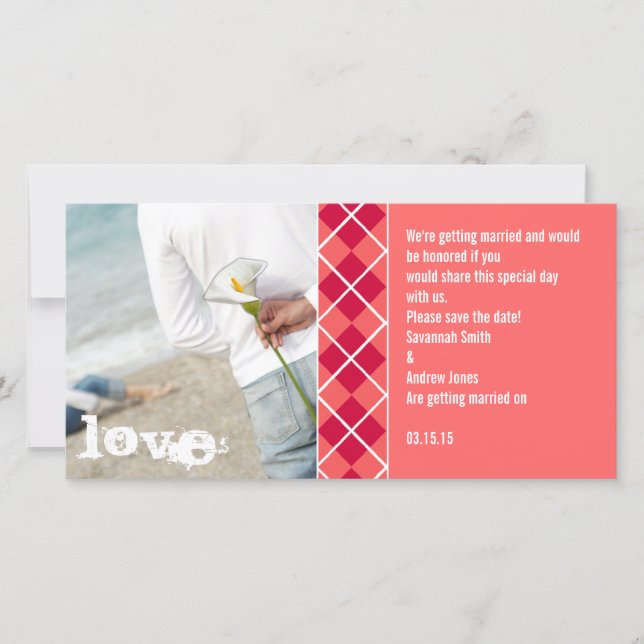 Save the Date Argyle Invitation (Front)