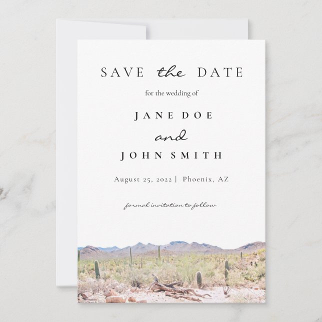 Save The Date Arizona Desert Mountain Saguaro Enregistrer La Dat (Devant)