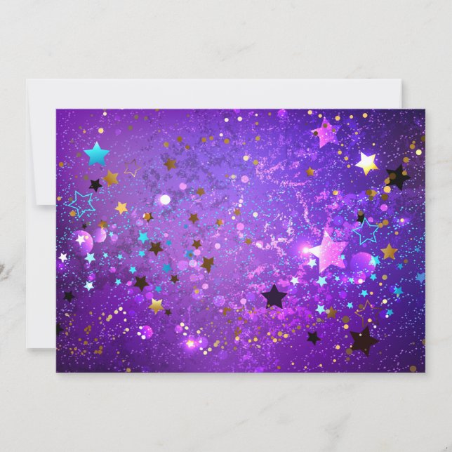 Save The Date Arrière - plan de feuille violet avec étoiles (Devant)