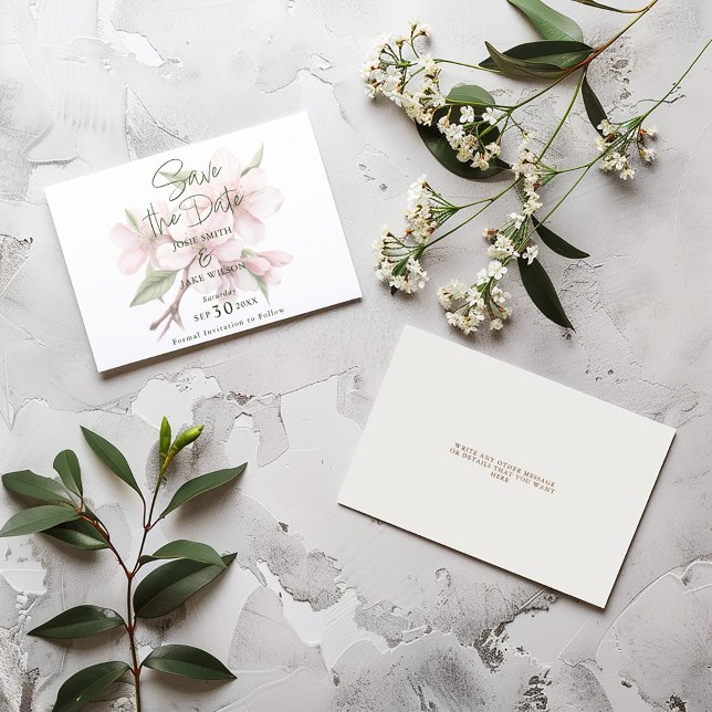Save The Date Arrière - plan de fleurs de cerisiers enregistrer  (Pretty save the date with a watercolor style background of pretty pink cherry blossom)