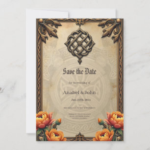 Save The Date Art celtique et splendeur florale dans les tons ch