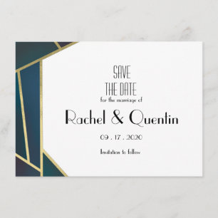 Save The Date Art déco géométrique d'or fascinant épousant des