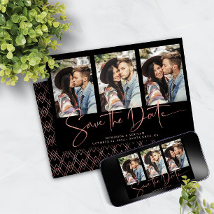 Save The Date Art Déco Rose Gold manuscrit Enregistrer la date