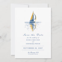 Art Navy Blue Yellow Sailing Boat Enregistrer la d