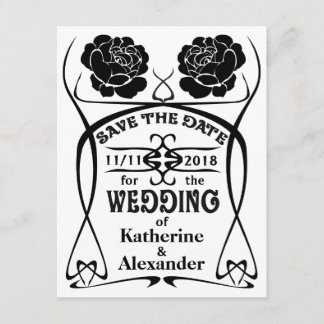 Save The Date Art Nouveau Vieux Ouest Mariage Rose Enregistrer l