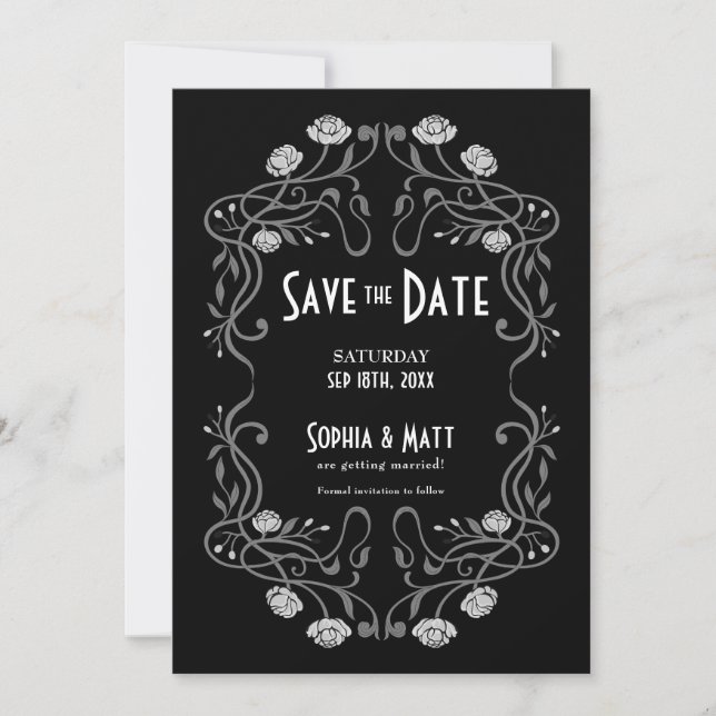 Save The Date Art Nouveau Wedding Invitation (Front)