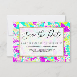 Save The Date Artsy Moderne Abstrait Neon Acrylique Paint Splatt