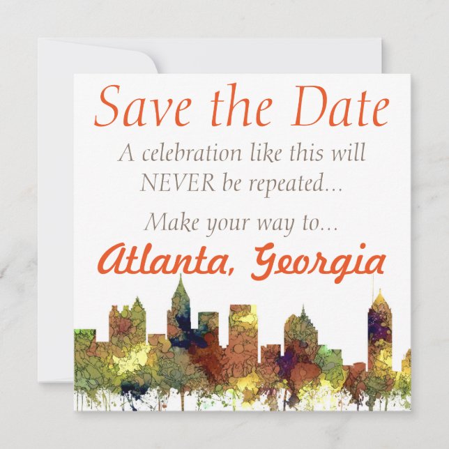 Save The Date Atlanta Georgia Skyline SG-Safari Buff (Devant)