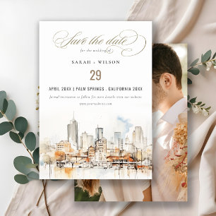 Save The Date Atlanta Georgia Watercolor Paysage Mariage Photo