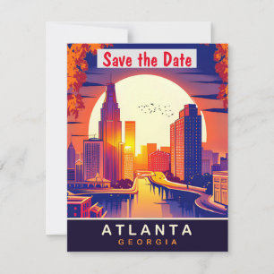 Save The Date Atlanta, Géorgie, Travel Postcard,