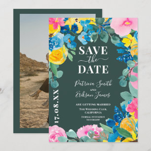 Save The Date audacieux mariage floral d'été enregistrer la date