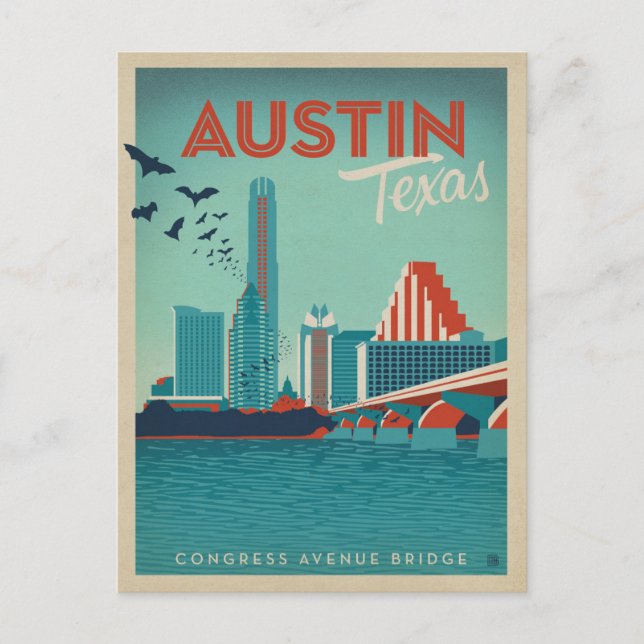 Save the Date | Austin, TX Congress Avenue Bridge Announcement Postcard (Front)