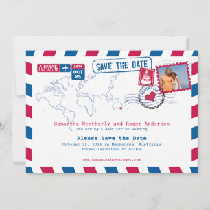 Save The Date Australie Air Mail Wedding Enregistrer La Date