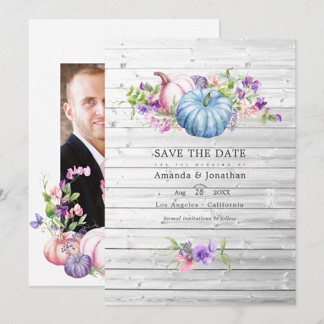 Save The Date Automne - Automne Floral Rustic Country Barne Mari (Devant / Derrière)