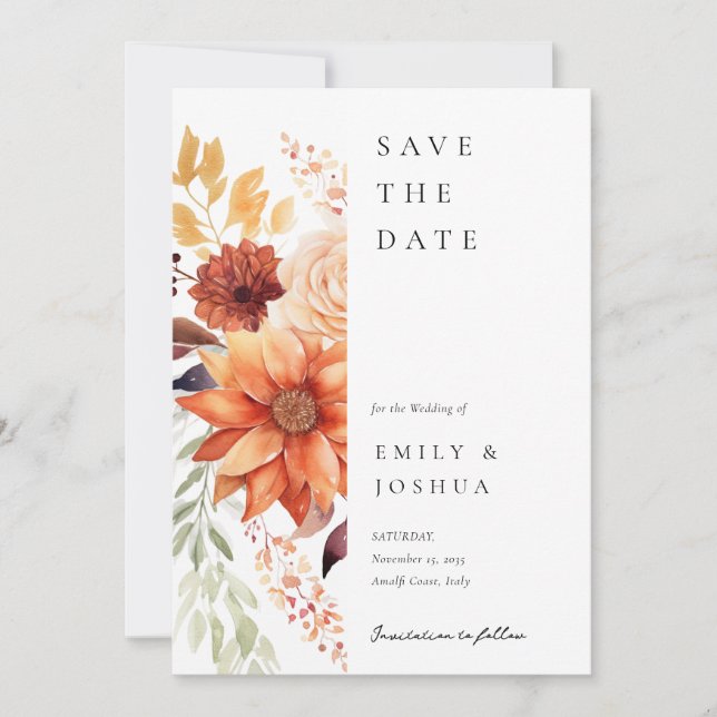 Save The Date Automne Floral Boho Mariage (Devant)