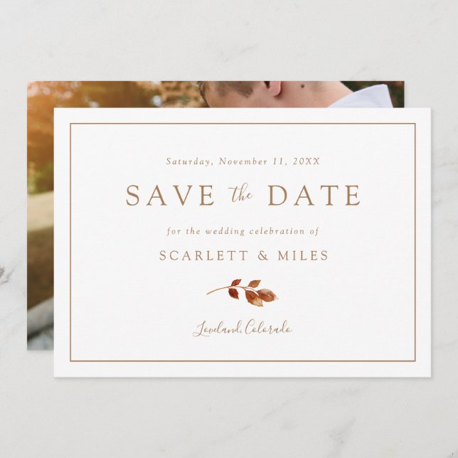 Save The Date Automne Photo Mariage Enregistrer La Date (Devant / Derrière)