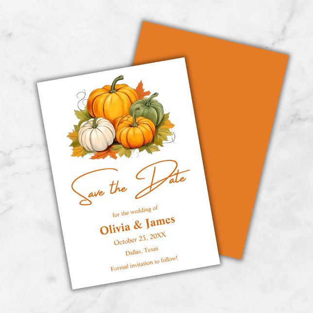 Save The Date Automne Rustique Citrouille Mariage Automne (Fall in Love Autumn Rustic Pumpkin Wedding Save The Date Card )