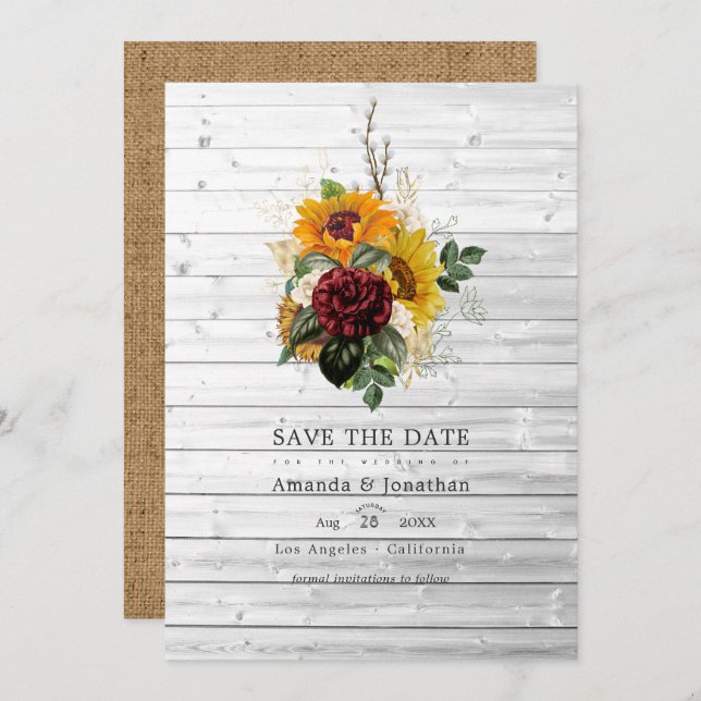 Save The Date Automne rustique - Mariage champêtre de la ferme f (Devant / Derrière)