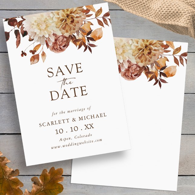 Save The Date Automne Simple Enregistrer La Date (Simple Fall Watercolor Terracotta Floral Save The Date Card by Painted Paperie
)