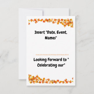 Save The Date "Autumn Embrasser Orange & Tan Leaf Design"