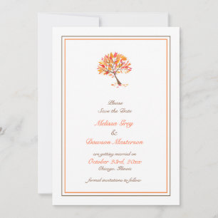 Save The Date Autumn Theme Tree Flat Card