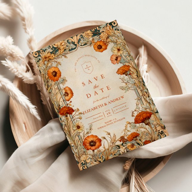 Save The Date Autumn Wildflower Botanical Wedding (Créateur téléchargé)