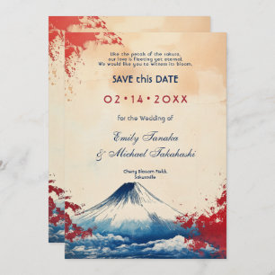 Save The Date Avec le code QR Harmonie japonaise avec Fuji