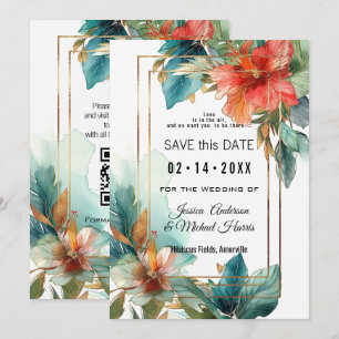 Save The Date Avec le code QR Hibiscus Serenade Paradise