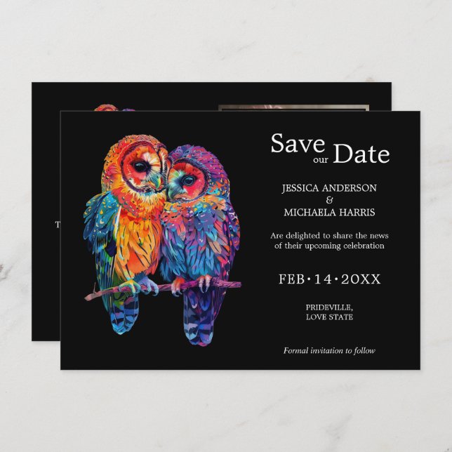 Save The Date 🌈 Avec photo LGBTQ Eternal Unity mariage (Devant / Derrière)