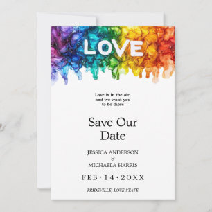Save The Date 🌈 🐦 Avec photo LGBTQ Peint Avec mariage D'Amour