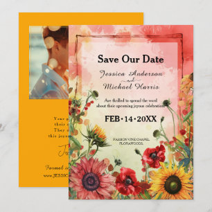 Save The Date 🌻 Avec photo Pétales Ensoleillés Et Fleurs D'Écar