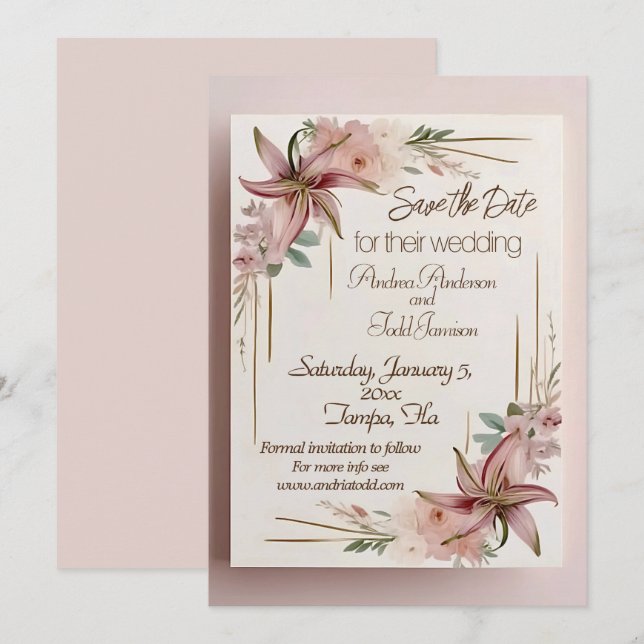 Save The Date Aztec Lilly mariage (Devant / Derrière)