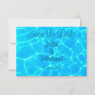 Save The Date Azur Turquoise Bleu Réflexion d'eau Minimalisme