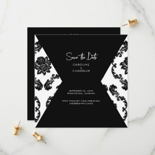 Save The Date B/W Damask Photo Wedding Enregistrer La Date