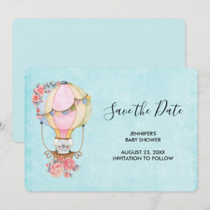 Save The Date Baby shower d'aquarelle à bulle d'air chaud