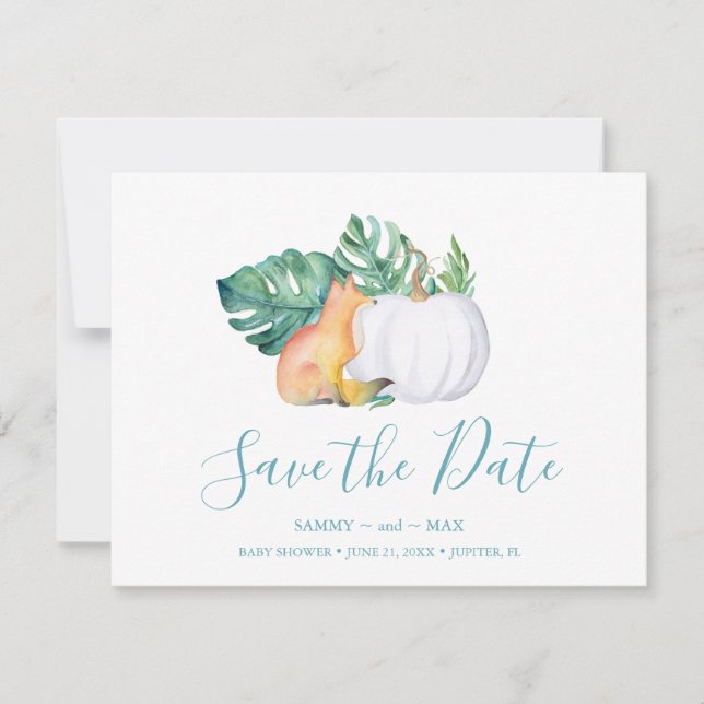 Save The Date Baby shower d'automne tropical Enregistrer la date (Devant)