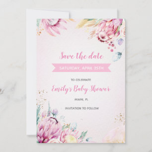 Save The Date Baby shower floral enregistrer la date