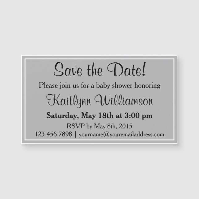 Save the Date Baby Shower Magnetic Card Reminders (Front)