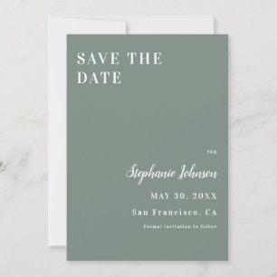 Save The Date Baby Shower Minimaliste Vert Sauge et Blanc