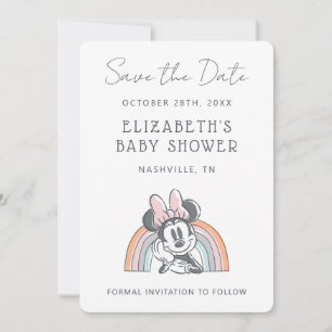 Save The Date Baby Shower Minnie Mouse Aquarelle Arc-en-ciel