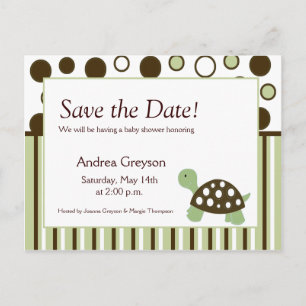 SAVE THE DATE Baby Shower Mod Dot Turtle Postcards