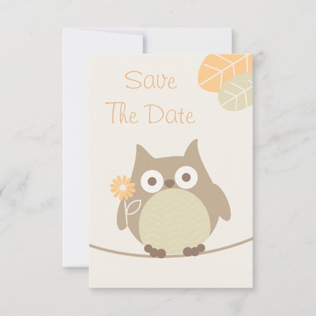 Save The Date Baby shower Owl Enregistrer La Date Genre Neutre (Devant)