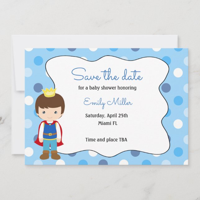 Save The Date Baby shower Prince Enregistrer la date (Devant)