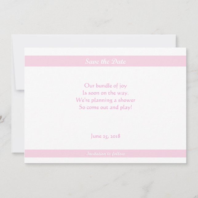 Save The Date Baby shower Sauvez les dates rose (Devant)