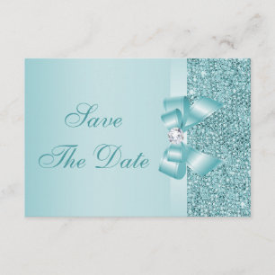 Save The Date Baby shower Séquins turquoises imprimés Enregistre