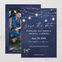 Baby's Breath Blue Chalkboard Photo Save Date