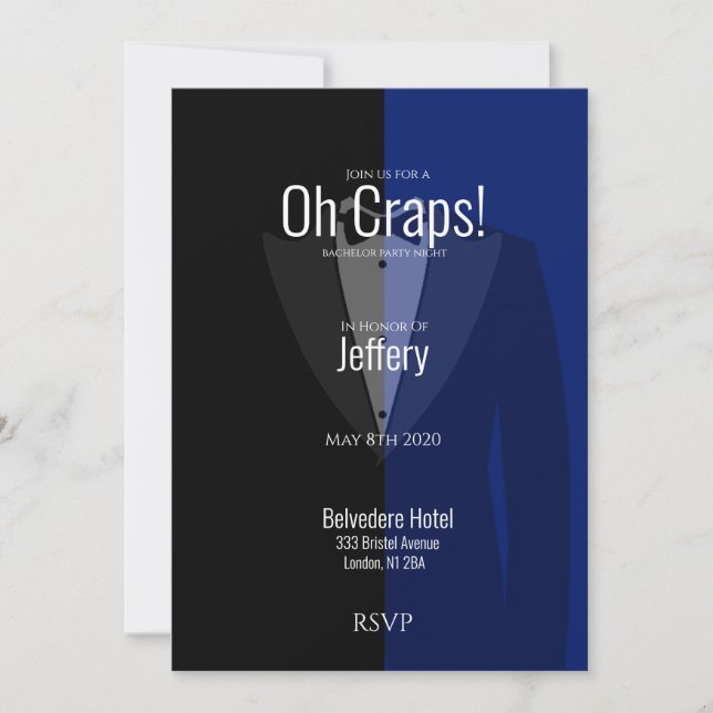 Save The Date Bachelor bleu noir tuxedo (Devant)