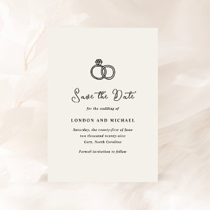 Save The Date Bagues Dessinées à la Main Gribouillage Mariage Mo